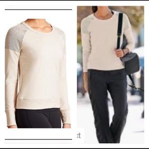 Athleta Citytime Cream Mesh Shoulder Sweatshirt Sm